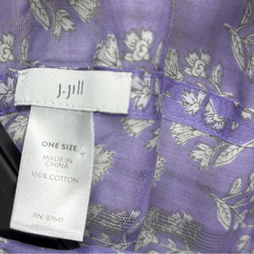J. Jill Lavender Floral Sheer Mesh Infinity Cotton Scarf Shawl Wrap